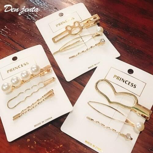 3pcs/set Barrettes With Pearls Hairpins Women Girls Hair Jewelry Korean Design Pins Bridal Hair Accessories Gold Color Hair Clip