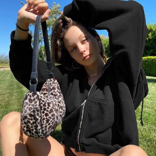 2021 Fashion Autumn Hooded Coat Sweatshirts Women Long Sleeve Zipper Jacket with Pocket Solid Casual Loose Outerwear Female