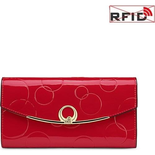 Female Clutch Bag Genuine Leather Wallet for Women Fashion Luxury Anti Theft RFID Purse Woman Long Business Card Holder