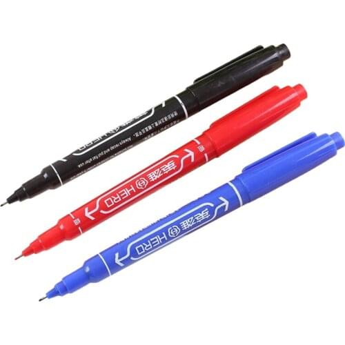 10Pcs/set Waterproof Permanent Dual Tip 0.5/1.0 mm Nib Black Blue Red Art Marker Pens Student School Office Stationery