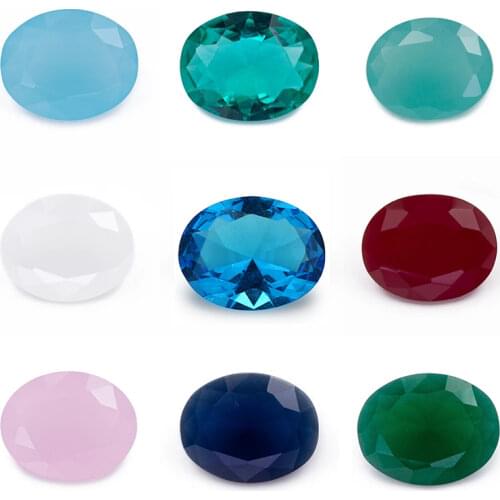 2x3-13x18mm Oval Shape Loose Glass Stone Sea Blue Color OG25 BW1 White Peridot