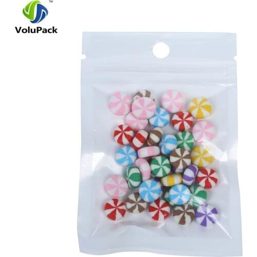 100pcs/lot White Clear Zip lock Candy coffee bean packing Hang Hole translucent plastic zippper bags 7x10cm (2.75x4in)