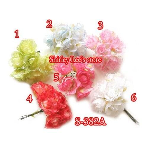 144 BUNCHES=864PCS X Artificial Floral Stem ,wired stem, Mix 6 colors,Favour Box Decoration ,CRAFTS