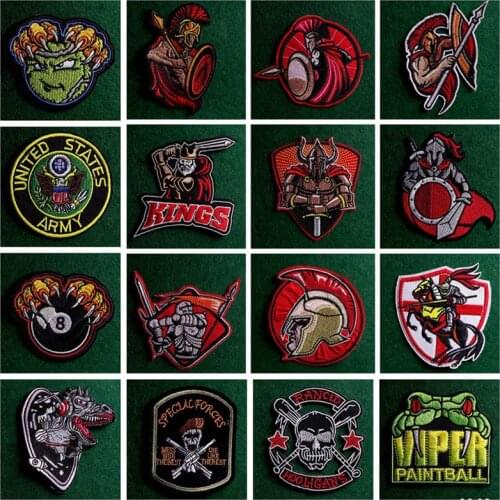 2PCS Punk Patches Rock Biker Patch Embroidered Iron On Patches For Clothes Stripe Skull Patch Hippie Badges Sticker Applique DIY