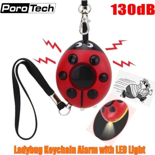 2018 Creative Beetle Keychain Alarm 130dB Personal Security Self Defense Alarm Keychain with LED Flashlight for Girls kids