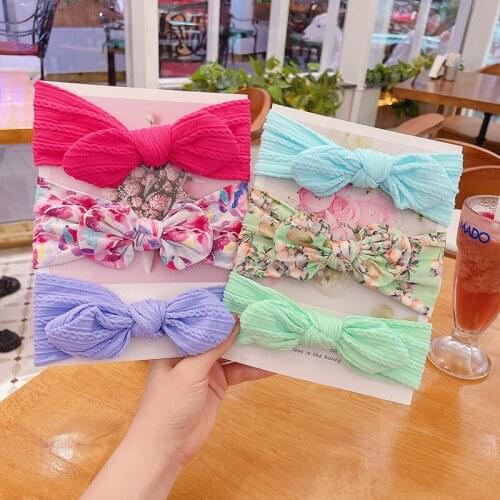 3Pcs/set Baby Girl Headband Bows Elastic Headbands Hair Band For Girls Solid Color Kids Toddler Turban Baby Hair Accessories
