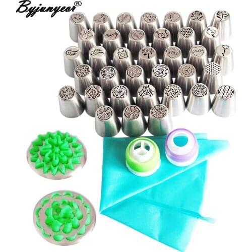 38PCS/lot Valentines Day Rose Tulip Petal Ruffle Cake Russia Nozzle Pastry Icing Piping Tips Baking Decorating Tools CS049