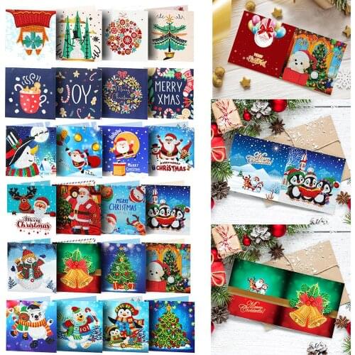 4/6/8pcs 5D DIY Special-shaped Diamond Painting Birthday Greeting Cards Diamond Embroidery Postcards Christmas Gift Card