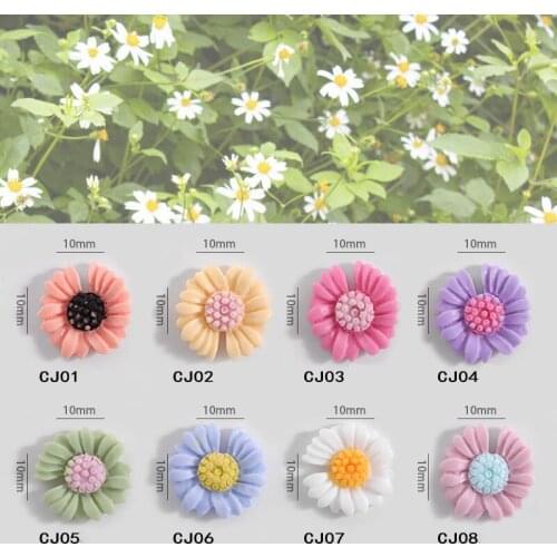 5Pcs 3D Nail Decoration Colorful Pink Purple Yellow Blue Mixed Natural small daisy flower Nail Art DIY Design Decoration Tool