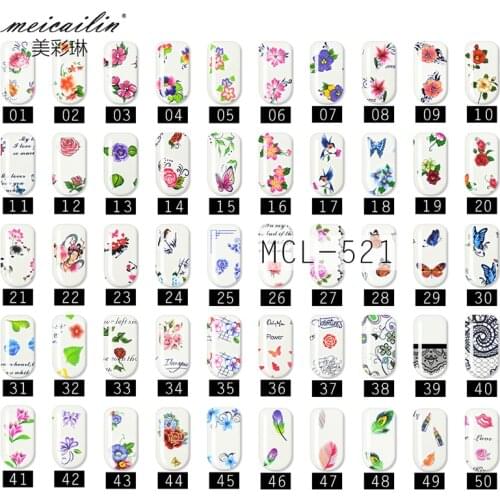 50 Sheets 3D Mixed Flower Designs Water Transfer Nail Art Sticker Watermark Decals DIY Decoration Tips For Beauty Nail Tools Set