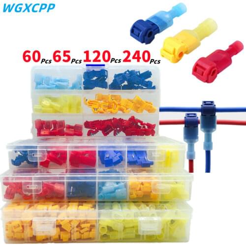 60-240Pc boxed T-type terminal block,wire and cable connection clip,quick peel-free connector plug,household appliance accessory