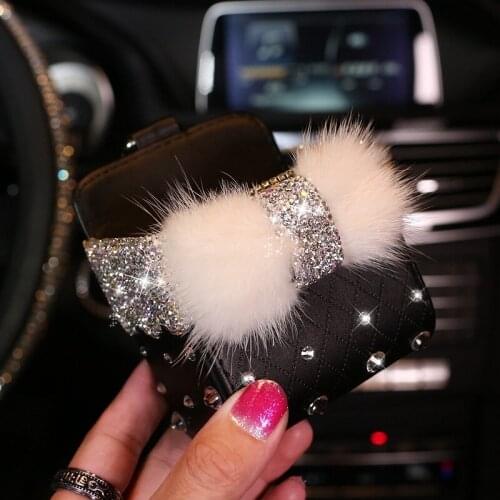 Diamond Crystal Car Storage Box Crystal Rhinestones Auto Outlet Air Vent Cosmetics Case Mobile Phone Bag Pouch Bucket For Girls