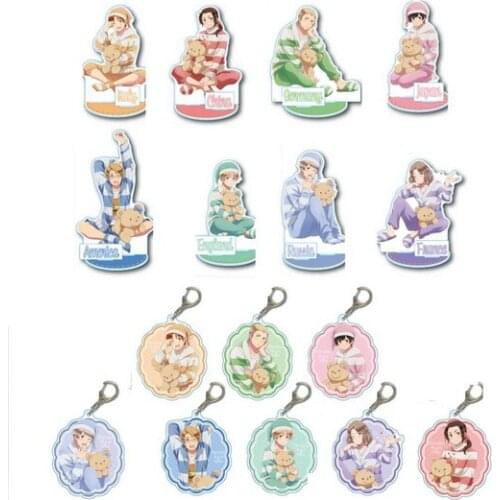 Anime Axis Powers Hetaria APH Yao Wang Feliciano Vargas Acrylic Figure Stand Display Model Plate Pajamas Series Keychain Pendant