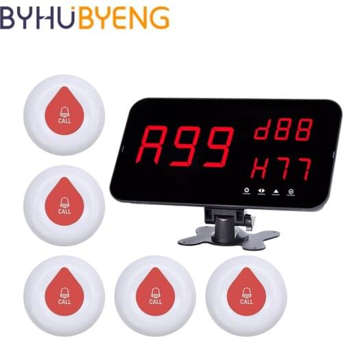 BYHUBYENG Klantenservice Table Bell Call Button Wireless Transmitter Waterproof Ristorante Mobile Ring Request Tafel Service