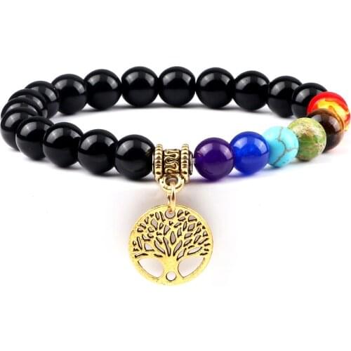 Tree of Life Bracelet 7 Chakra Healing Beaded Bracelet Reiki Prayer Balance Beads Bracelet for Women Men Yoga Wrist Jewelry Gift