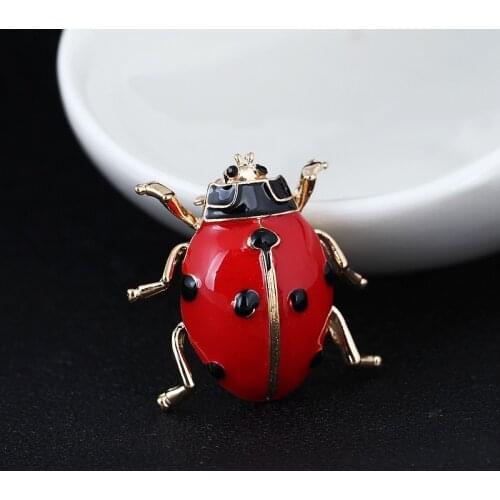 HOT 1pcs Small Red Ladybug Brooches Handmade Oil Insect Brooch Fashion Animal Brooch Rhinestone Scarf Corsage Accessories Pin