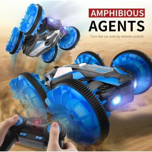 C10 Water and Land RC Car Amphibious Agents 360 Rotate Remote Control Stunt Car Electric LED Night Light RC Robot Car for Kids