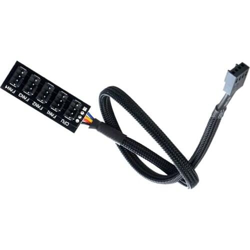 PWM Fan Hub Distributor 4-Pin 1 to 5 PC CPU Heatsink Box Fan Distributor Hub Adapter Cable for Computer Cooler