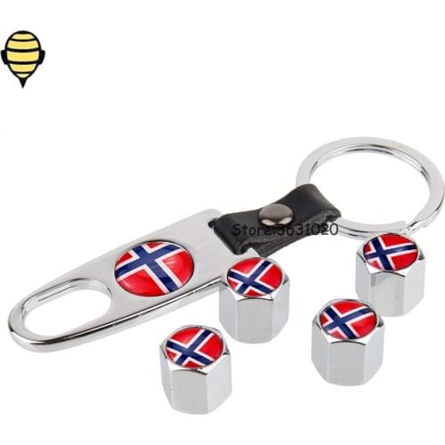 For Norway flag Logo Wheels Tire Valve Stem Caps For Dodge Land Rover Buick Caliber Jeep Fiesta Opel Suzuki Nissan LADA SAAB