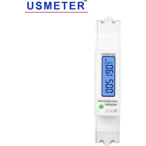 DDS519 Energy Saving Wattmeter LCD Display Electricity Consumption Meter 1P DIN Rail kwh Meter 220V with Blue Backlight 100A
