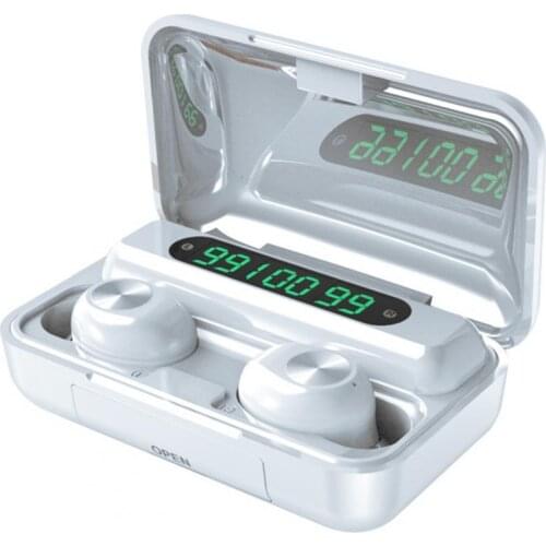 F9-10 TWS Bluetooth 5.0 in-Ear Earphone 9D Stereo LED Display Screen Wireless Touch Headset for iPhone Noise Reduction