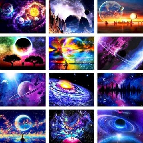 GATYZTORY Full Drill Diamond Painting Universe Scenery Rhinestone Kit Cross Stitch Mosaic Art Handmade Gift Home Decor