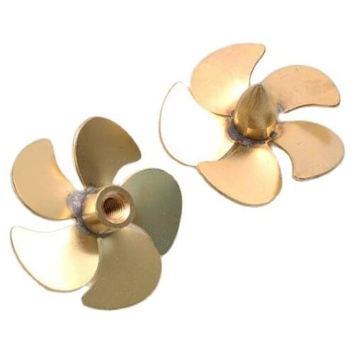 2pcs RC Simulation Boat Model Brass Propeller 5 Blades Paddle Diameter 31mm M4 Shaft Metal Paddles CW CCW Micro Props DIY Parts