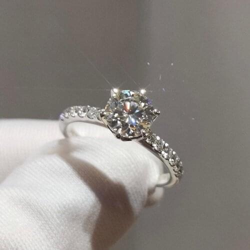 14K White Gold Moissanite ring Romantic Crown molding Engagemen Anniversary Ring round brilliant cut moissanite jewelry