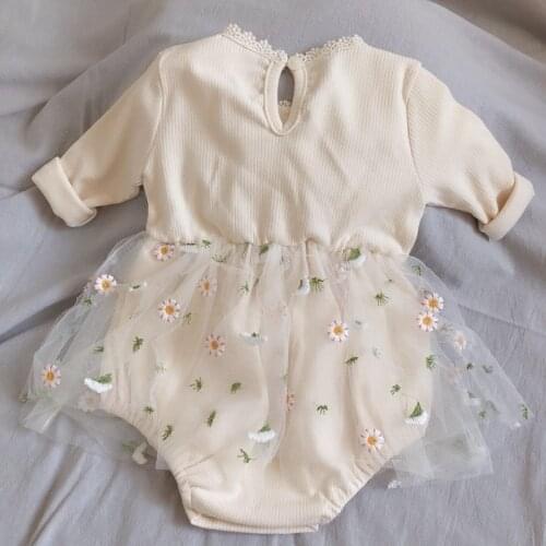MILANCEL baby bodysuits little dasiy baby girls one piece long sleeve tutu skirt baby outfit