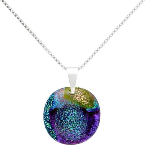 DARK DIAMOND-dichroic crystal pendant and 25mm 925 sterling silver. Assorted Colors. Craft. Exclusive. (With chain)