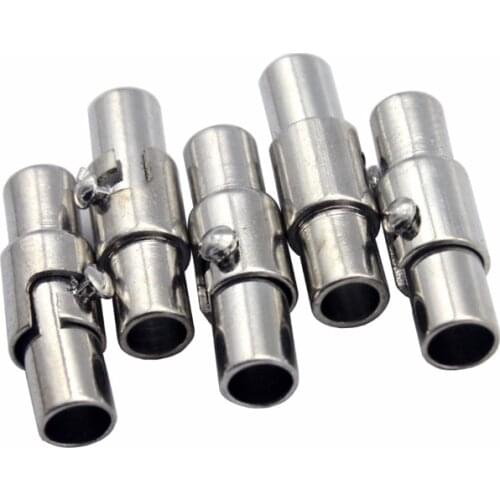 AaaZee 3 sets 4mm Diameter Magnetic Clasp Connectors with Safe Bar, Silver Gold Closure 16mm Long for DIY Art Crafts Bracelet