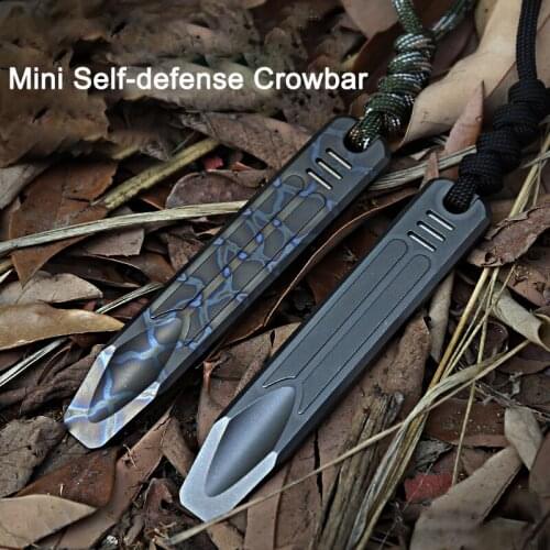 Mini Titanium Alloy Self-defense Crowbar Flame Pattern Portable Multifunctional EDC Tool Outdoor Self-defense Crowbar