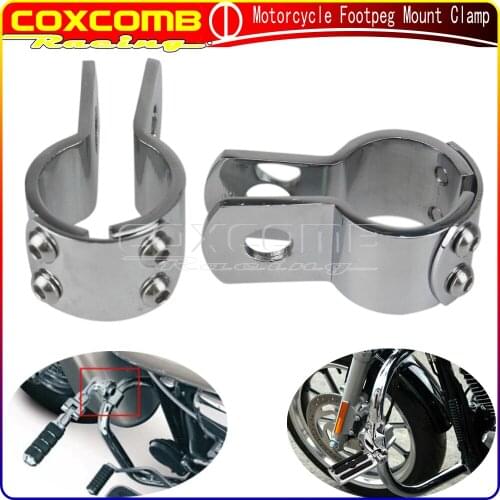 Motorcycle Chrome Plated Clamps 1-1/2" 1-1/4" 1-1/8" Crash Bar Footpegs Peg Mount Adapter For Harley Bobber Chopper Cafe Racer