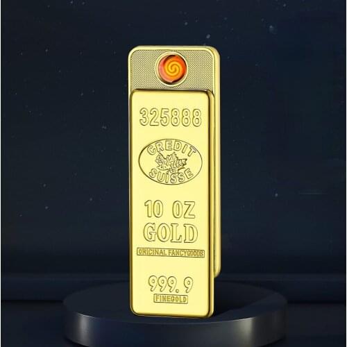 Heating Wire Lighter Gold Bar Lighter BRICS Creative USB Charging Cigarette Lighter Tobacco Accessories Windproof Lighter