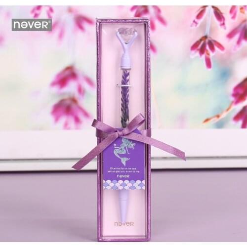 Never Mermaid Series Ballpoint Pen Luxury Purple Lavender Gem Pen 0.7mm Rollerball Pen Office & School Supplies Gift Stationery