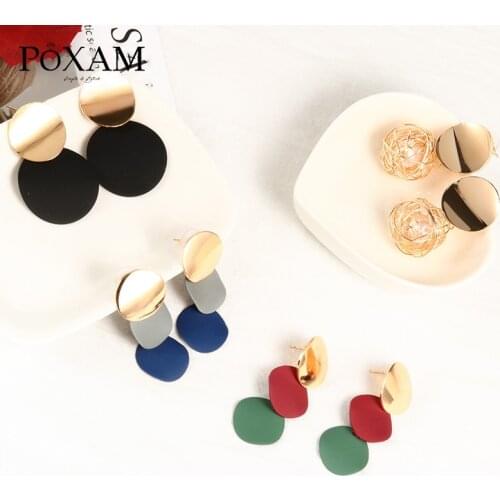 New Korean Metal Earrings For Women Statement Vintage Geometric Gold Dangle Drop Earrings 2019 Female Wedding Fashion Jewelry