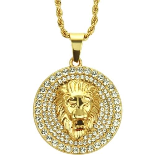 New mens three-dimensional lion head necklace fashion domineering round animal head jewelry creative Valentines Day commemorat