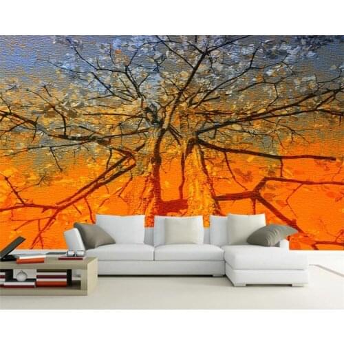 Beibehang Wallpaper custom 3D abstract tree oil painting color carving photo mural wallpaper bedroom living room wall
