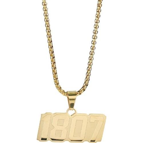 Stainless Steel Gold Arabic Numerals 1807 Pendant Necklace Famous Fashion Men Hip Hop 1807 Necklaces Gift For Him