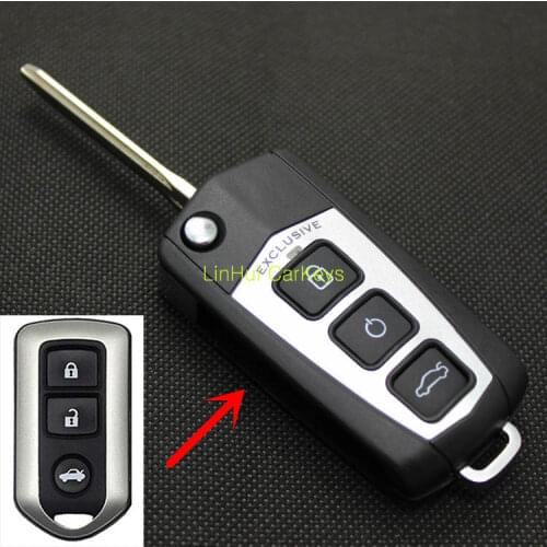 PINECONE for Toyota Camry 3 Buttons Uncut Blade Modified Remote Blank ABS Key Shell Brass Blade 1Pc