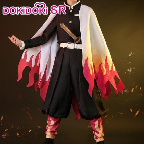 DokiDoki-SR Anime Demon Slayer: Kimetsu no Yaiba Cosplay Rengoku Kyoujurou Costume Men Costume Kimetsu no Yaiba Cosplay Rengoku
