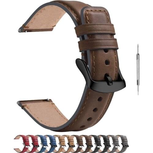 Fullmosa Yola 4 Colors Burnished Leather Watch Band Vintage Wristband Quick Release Strap 18/20/22mm