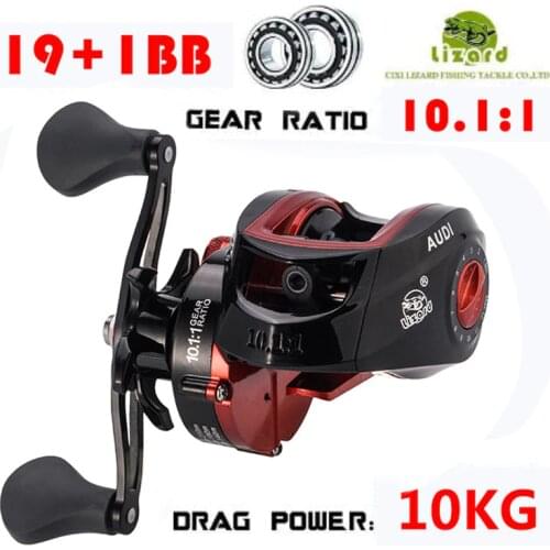 LIZARD 19+1BB 10.1:1 10kg Max Darg low profile reel bait casting Fishing reel Baitcasting Fishing reels Carretilha de pesca