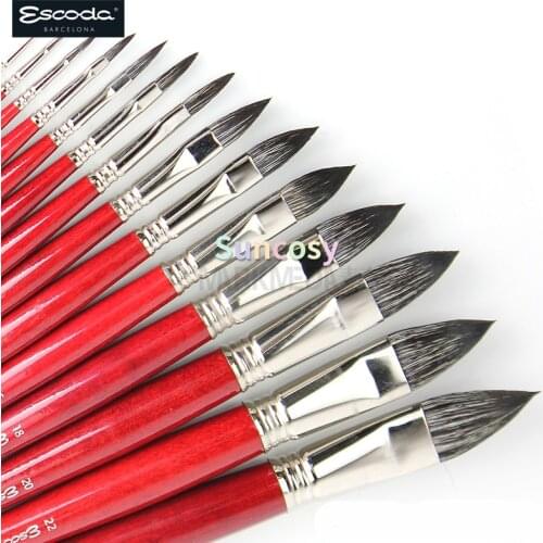 Escoda SATURNO Series 3724 Black Sable Filbert Brush ,dark Grey Hair Has Plenty of Spring , Gilding Brushes