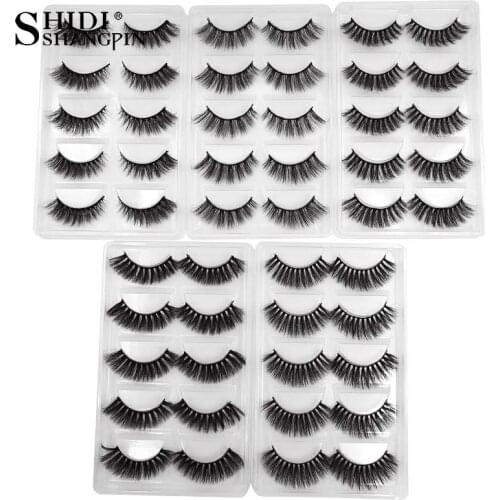 SHIDISHANGPIN Lashes 5 pairs mink eyelashes natural long 3d mink lashes hand made false eyelashes full strip lashes makeupbeauty