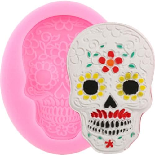 Skull Head Mask Silicone Mold Halloween Cupcake Topper Fondant Cake Decorating Tools Cookie Candy Clay Chocolate Gumpaste Molds