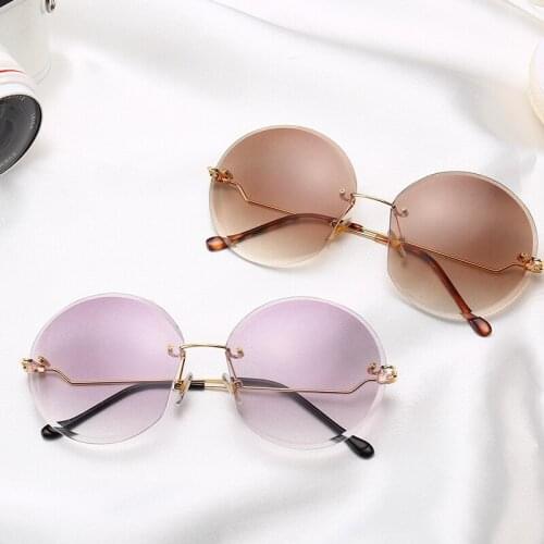 High Quality Transparent Oversized Gradient Rimless Sunglasses 2020 Women Fashionable Glasses