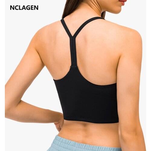 NCLAGEN Sports Bra Yoga Vest Push Up High Impact Yoga Underwear Padded Shockproof Elastic Sexy Gym Blouse Fitness Camisole Top