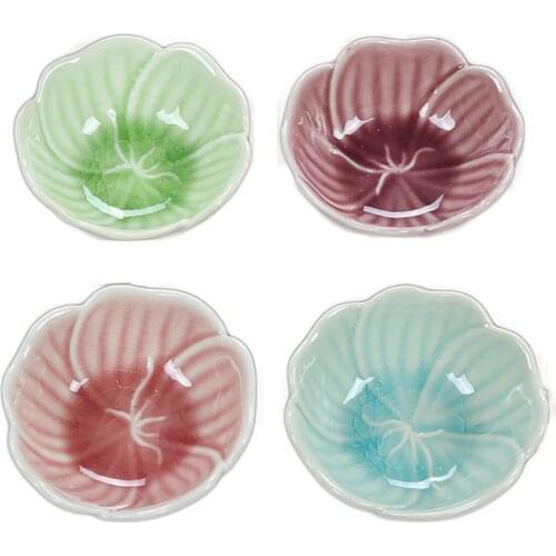 Sushi Plate Small Dish Sauce Plate Soild Floral Restaurant Hot Pot Seasoning Kitchen Utensil Pudding Mould Dinnerware 4pcs/set