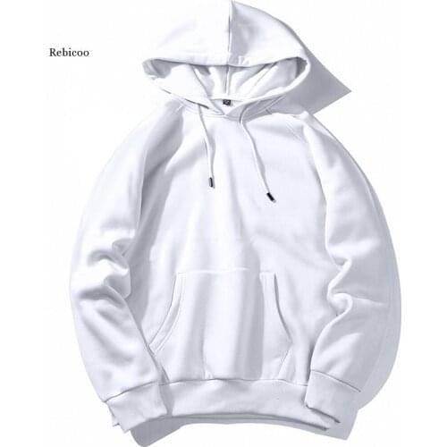 Warm Fleece Hoodies Men Sweatshirts New Spring Autumn Solid White Color Hip Hop Streetwear Hoody Mans Clothing Eu Szie Xxl
